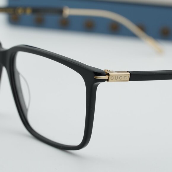 Gucci GG1273O 001 Rectangle Eyeglasses 56mm – Black/Gold - Picture 2 of 11